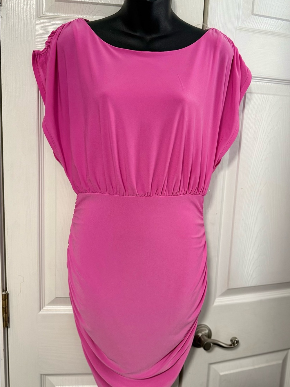 Women's Fuchsia Ruched Waist Dress